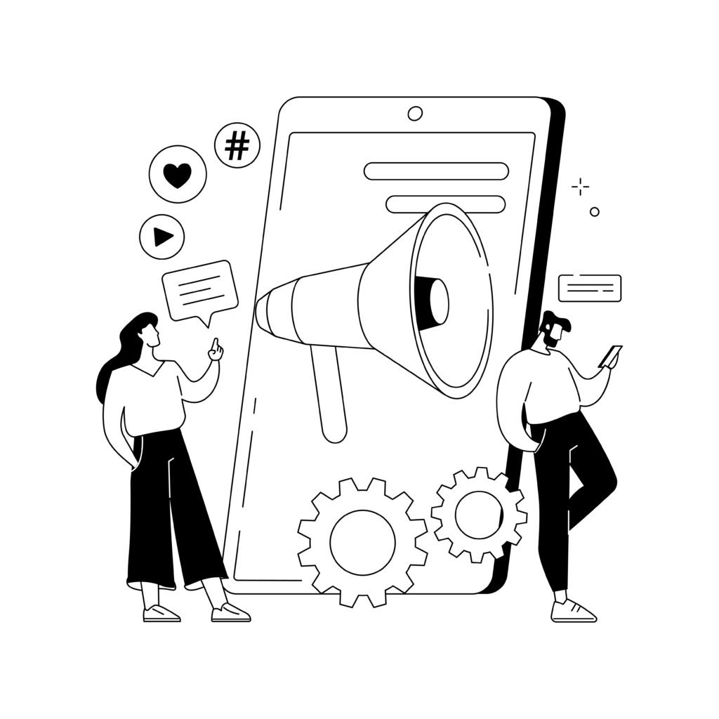 Illustrations réseaux sociaux téléphones, et newsletter