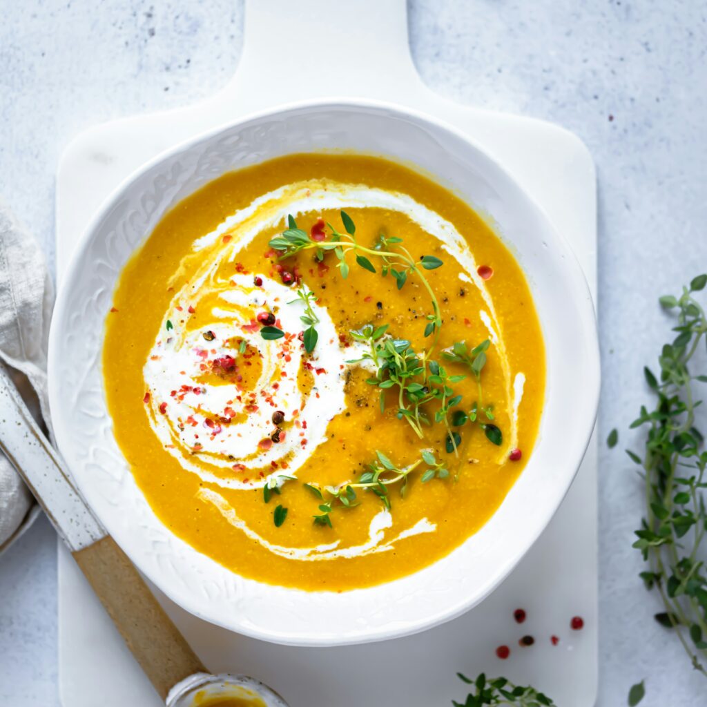 soupe au potiron et crème - recette à faire chez soit